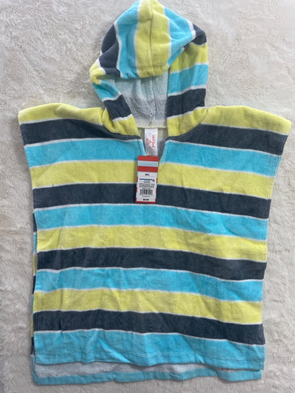 SALE! 50% Off Cat & Jack Kids Hooded Swim Coverup - Yellow, Blue, Gray Stripes